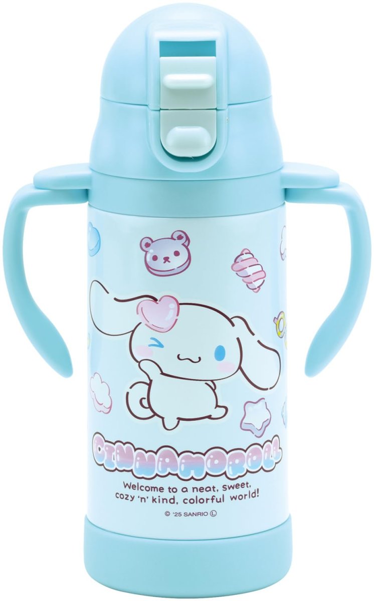 画像1: スケーター（Ｓｋａｔｅｒ） ストローマグ 両手 ステンレス 水筒 ２ＷＡＹ ベビー ３５０ｍｌ 折りたためるハンドル サンリオ シナモロール マシュグミ 女の子 ＳＴＷＭ３Ｎ?Ａ (1)