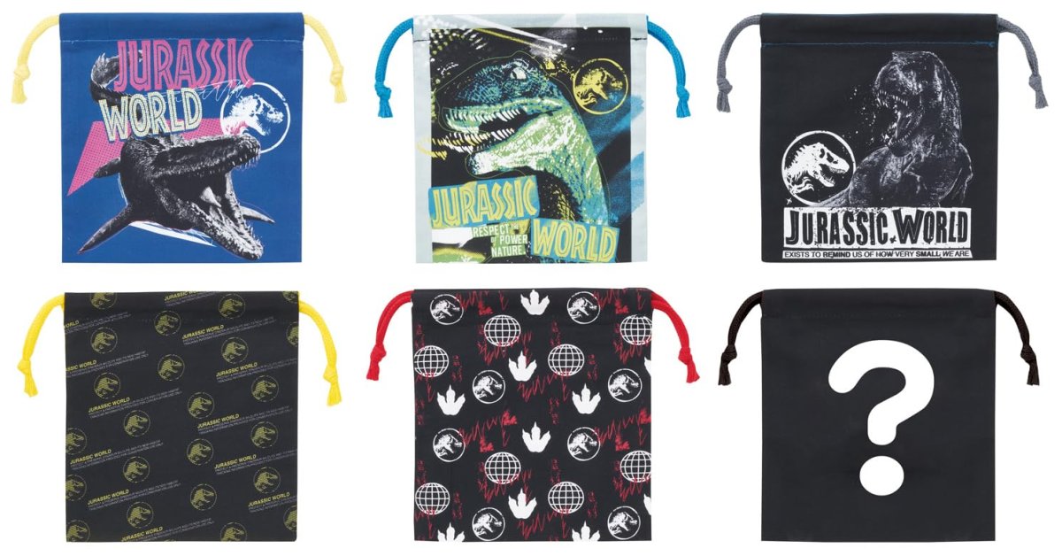 画像1: スケーター（Ｓｋａｔｅｒ） ランチ巾着 お弁当袋 Ｍサイズ ６枚入 全６種類 ブラインドボックス 幅１５．５×高１７ｃｍ 日本製 ジュラシックワールド ＫＢＢ２１Ｂ?Ａ (1)