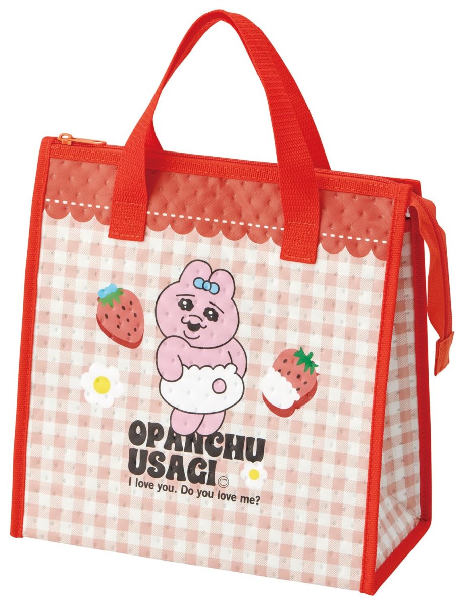 画像1: スケーター（Ｓｋａｔｅｒ） ランチバッグ 不織布 保冷 バッグ ２６．５×２７ｃｍ おぱんちゅうさぎ いちご ＦＢＣ１?Ａ (1)