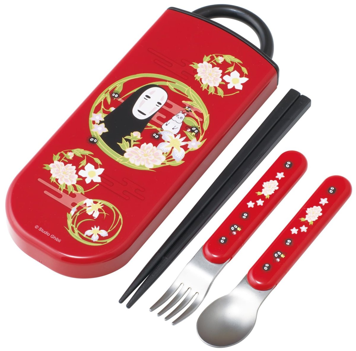 画像1: スケーター（Ｓｋａｔｅｒ） 弁当用箸 子供用 トリオセット 箸 スプーン フォーク １６．５ｃｍ ジブリ 千と千尋の神隠し カオナシ えんじ 男の子 女の子 ＴＡＣＣ２?Ａ (1)