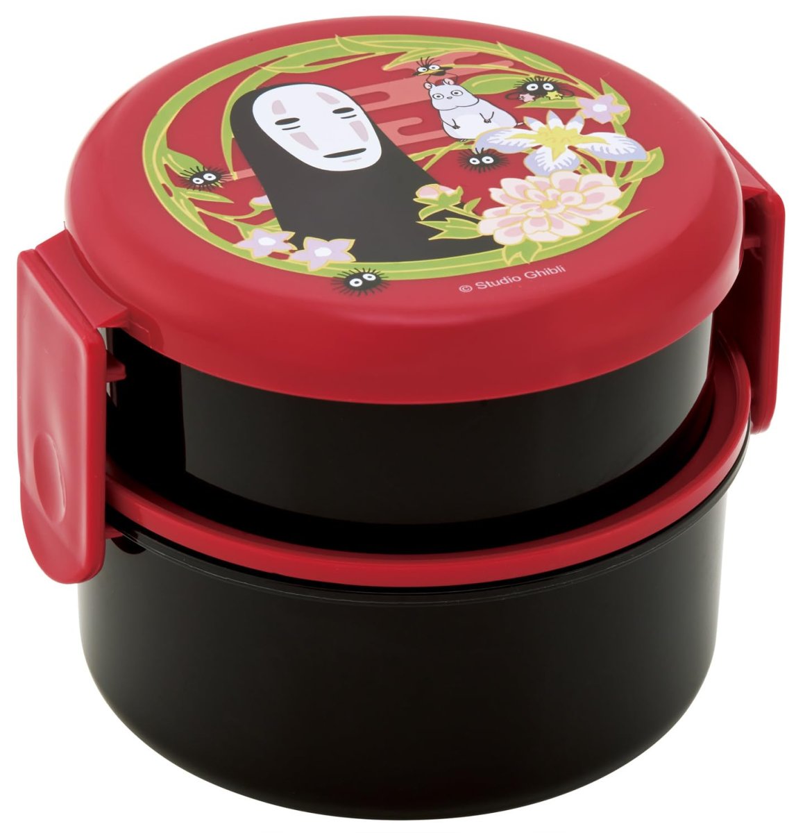画像1: スケーター（Ｓｋａｔｅｒ） 弁当箱 丸型 ランチボックス ５００ｍｌ ２段 フォーク付 日本製 ジブリ 千と千尋の神隠し カオナシ えんじ ＯＮＷＲ１?Ａ (1)