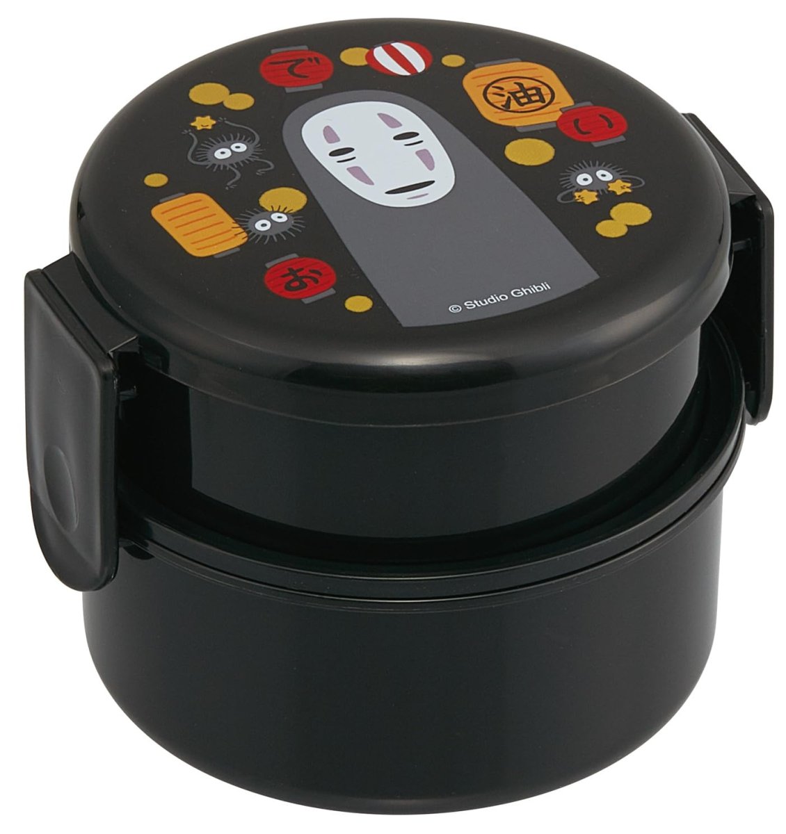 画像1: スケーター（Ｓｋａｔｅｒ） 弁当箱 丸型 ランチボックス ５００ｍｌ ２段 フォーク付 日本製 ジブリ 千と千尋の神隠し カオナシ 提灯 ＯＮＷＲ１?Ａ (1)