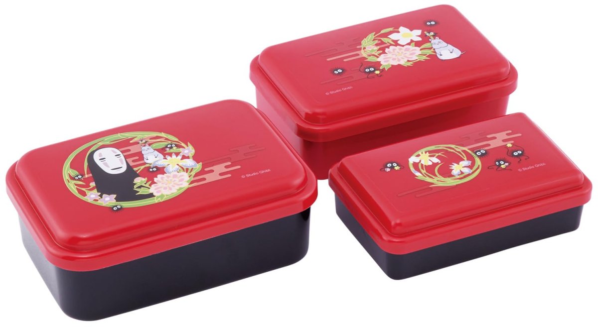 画像1: スケーター（Ｓｋａｔｅｒ） 弁当箱 ふわっと盛れる ランチボックス シール容器 保存容器 ３個セット レンジ対応 ジブリ 千と千尋の神隠し カオナシ えんじ ＳＬＵＳ３?Ａ (1)