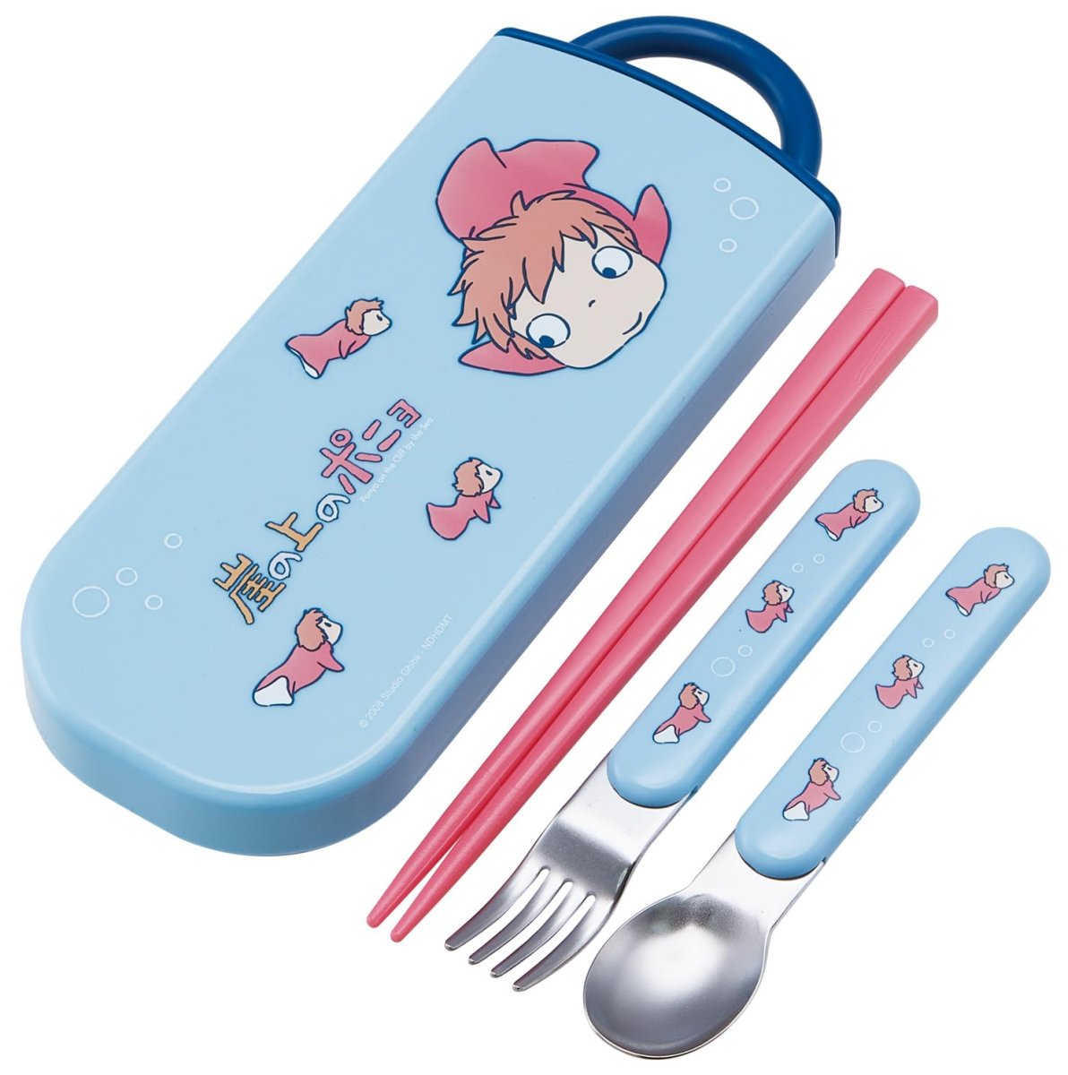 画像1: スケーター（Ｓｋａｔｅｒ） 弁当用箸 子供用 トリオセット 箸 スプーン フォーク １６．５ｃｍ ジブリ 崖の上のポニョ 姉妹 女の子 ＴＡＣＣ２?Ａ (1)