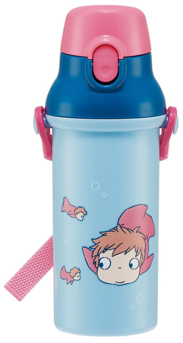 画像1: スケーター（ｓｋａｔｅｒ） 子供用 直飲み 水筒 プラスチック ４８０ｍｌ ワンプッシュ開閉 食洗機対応 日本製 ジブリ 崖の上のポニョ 姉妹 女の子 ＰＳＢ５ＳＡＮ?Ａ (1)