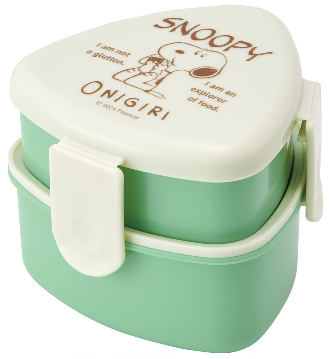 画像1: スケーター（Ｓｋａｔｅｒ） 弁当箱 三角 おにぎり用 ランチ ボックス ２段 ５００ｍｌ フォーク付 日本製 スヌーピー おにぎり ＯＮＷＴ１?Ａ (1)