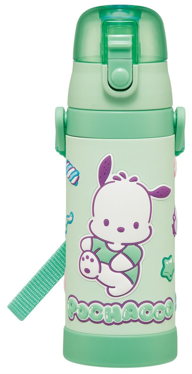 画像1: スケーター（Ｓｋａｔｅｒ） 子供用 ステンレス 水筒 直飲み ４８０ｍｌ サンリオ ポチャッコ マシュグミ 女の子 ３Ｄ立体プリント 子供に優しい軽量タイプ 保冷専用 ｗａｔｅｒｂｏｔｔｌｅ スポーツボトル キッズ こども 水瓶 ＳＤＰＶ５?Ａ (1)