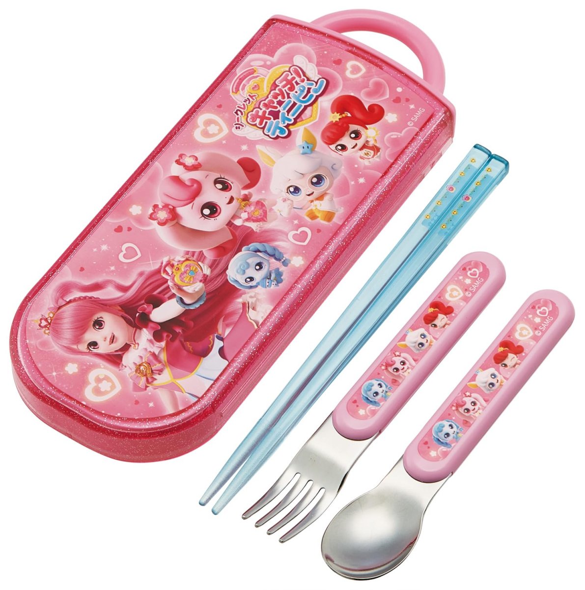 画像1: スケーター（Ｓｋａｔｅｒ） 弁当用箸 子供用 トリオセット 箸 スプーン フォーク １６．５ｃｍ シークレット キャッチ！ティニピン 女の子 ＴＡＣＣ２?Ａ (1)