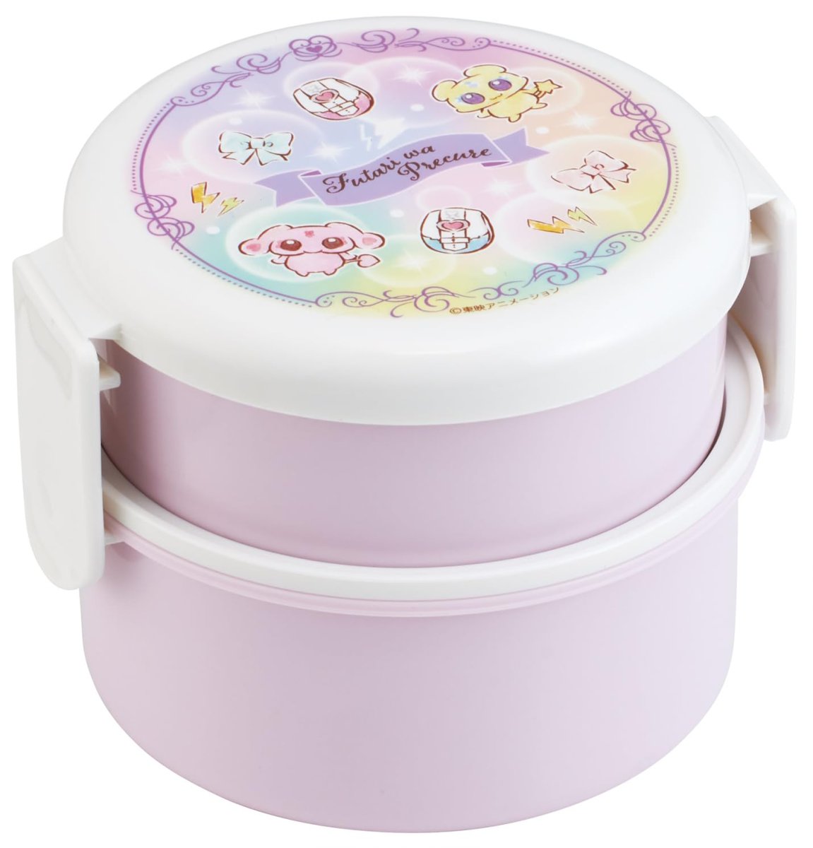 画像1: スケーター（Ｓｋａｔｅｒ） 弁当箱 丸型 ランチボックス ５００ｍｌ ２段 フォーク付 日本製 ふたりはプリキュア 水彩 女の子 ＯＮＷＲ１?Ａ (1)
