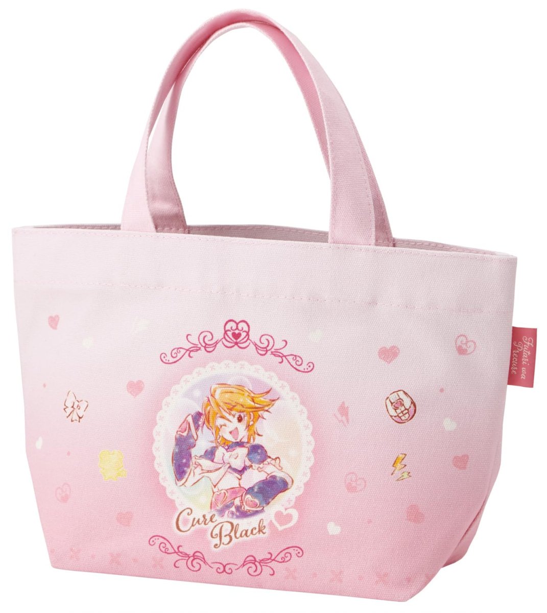 画像1: スケーター（Ｓｋａｔｅｒ） ランチバッグ 帆布 トートバッグ ふたりはプリキュア 水彩 キュアブラック 女の子 ＹＥＢ１Ｎ?Ａ (1)