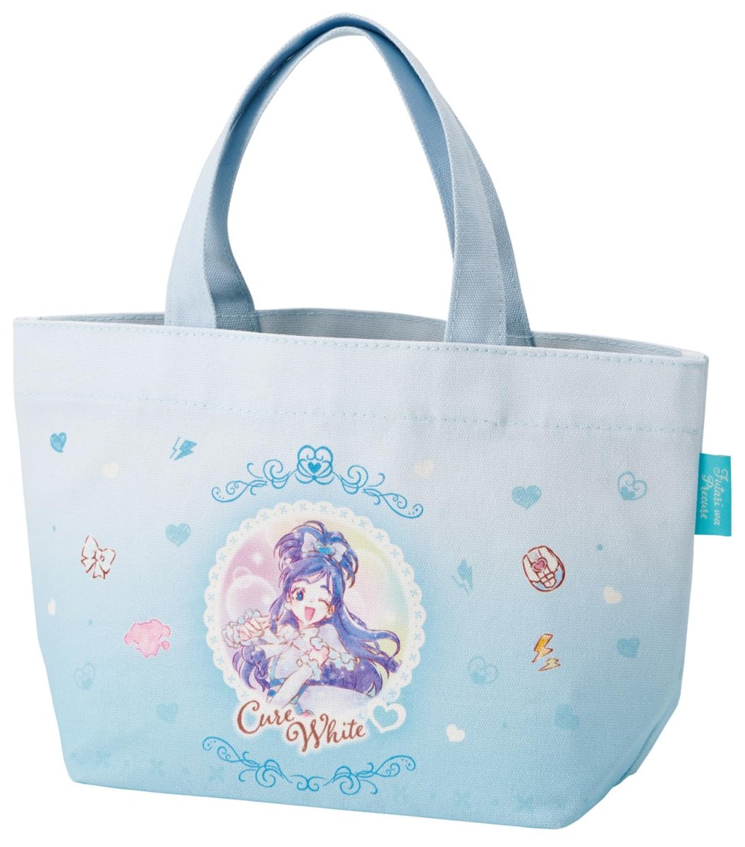 画像1: スケーター（Ｓｋａｔｅｒ） ランチバッグ 帆布 トートバッグ ふたりはプリキュア 水彩 キュアホワイト 女の子 ＹＥＢ１Ｎ?Ａ (1)