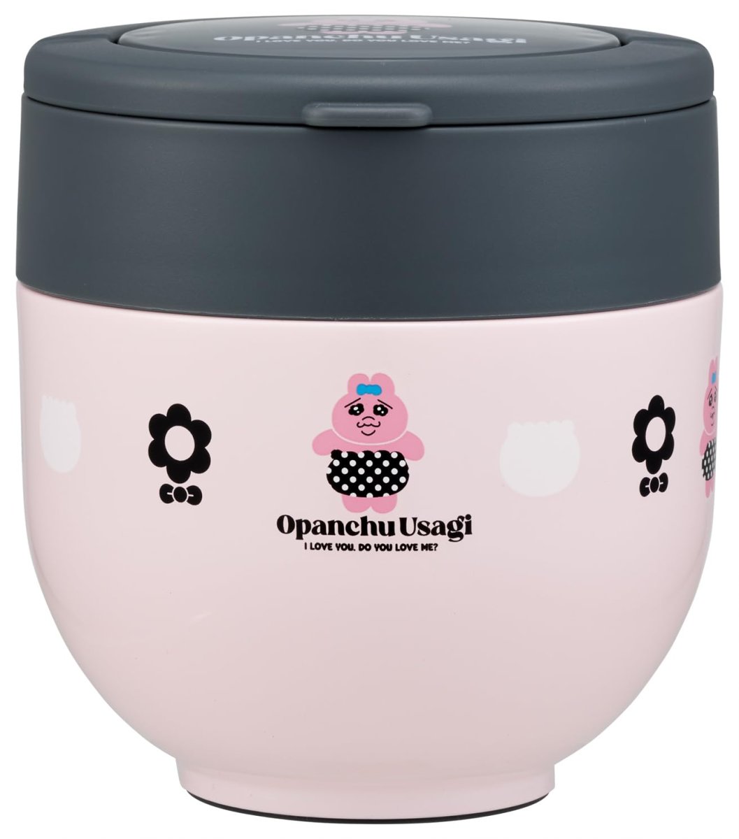 画像1: スケーター（Ｓｋａｔｅｒ） 保温弁当箱 丼ぶり型 ５４０ｍｌ 女性用 ２段 ランチジャー 折りたたみハンドル付 おぱんちゅうさぎ ＬＤＮＯ６?Ａ (1)