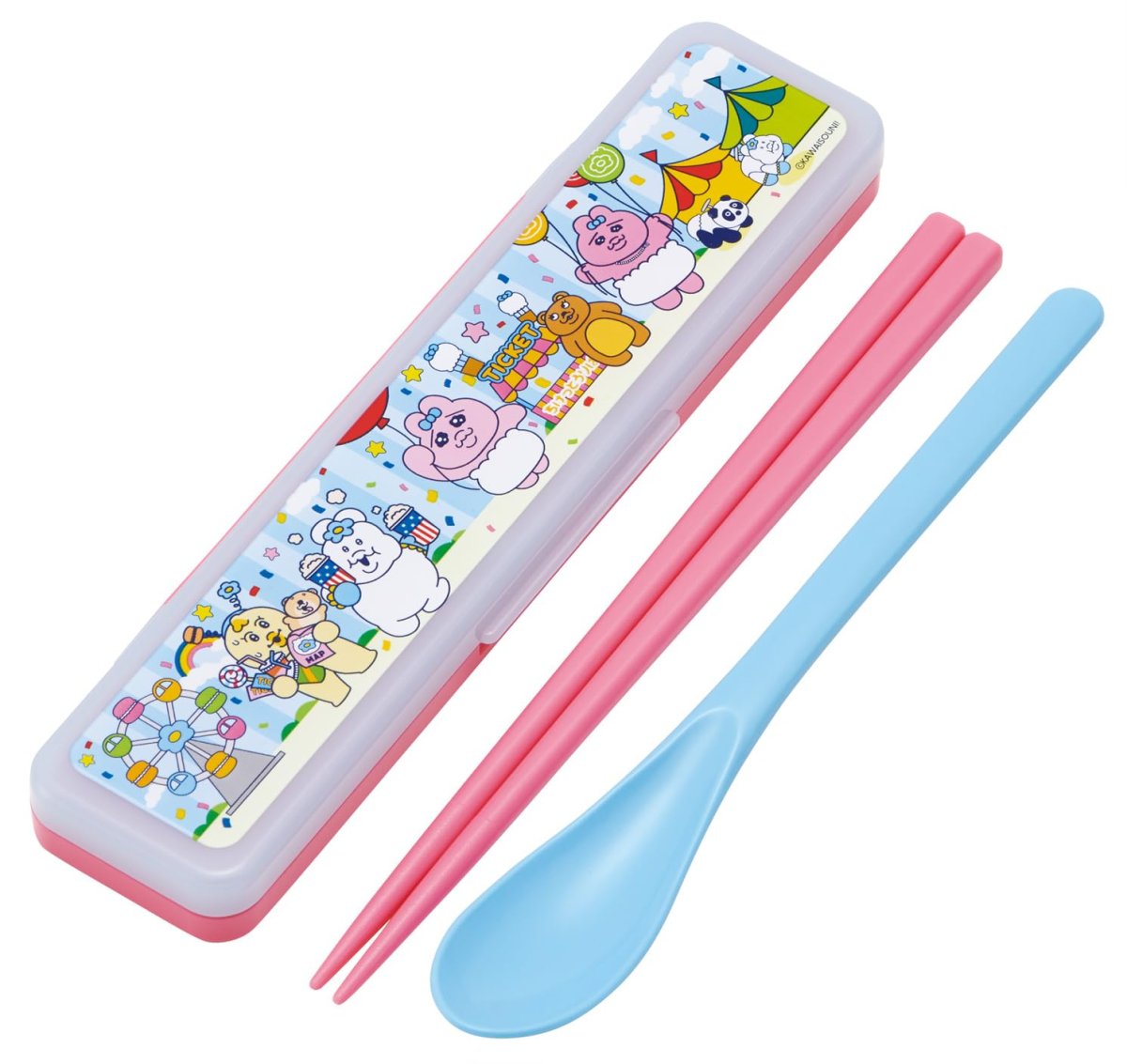 画像1: スケーター（Ｓｋａｔｅｒ） 箸 スプーン セット 弁当 大人用 コンビセット １８ｃｍ カチャカチャ鳴らない 日本製 おぱんちゅうさぎ レトロ遊園地 ＣＣＳ３ＳＡ?Ａ (1)