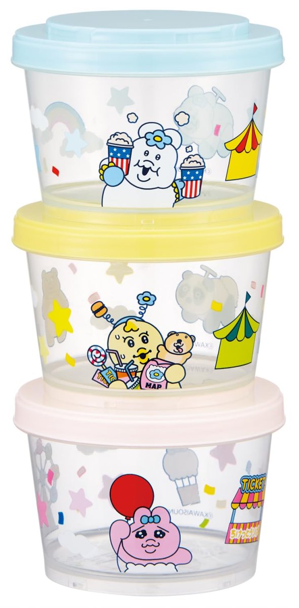 画像1: スケーター（Ｓｋａｔｅｒ） 弁当箱 ランチボックス シール容器 保存容器 ３個セット ジョイント式 食洗機対応 レンジ対応 日本製 おぱんちゅうさぎ レトロ遊園地 ＳＩＪ３?Ａ (1)
