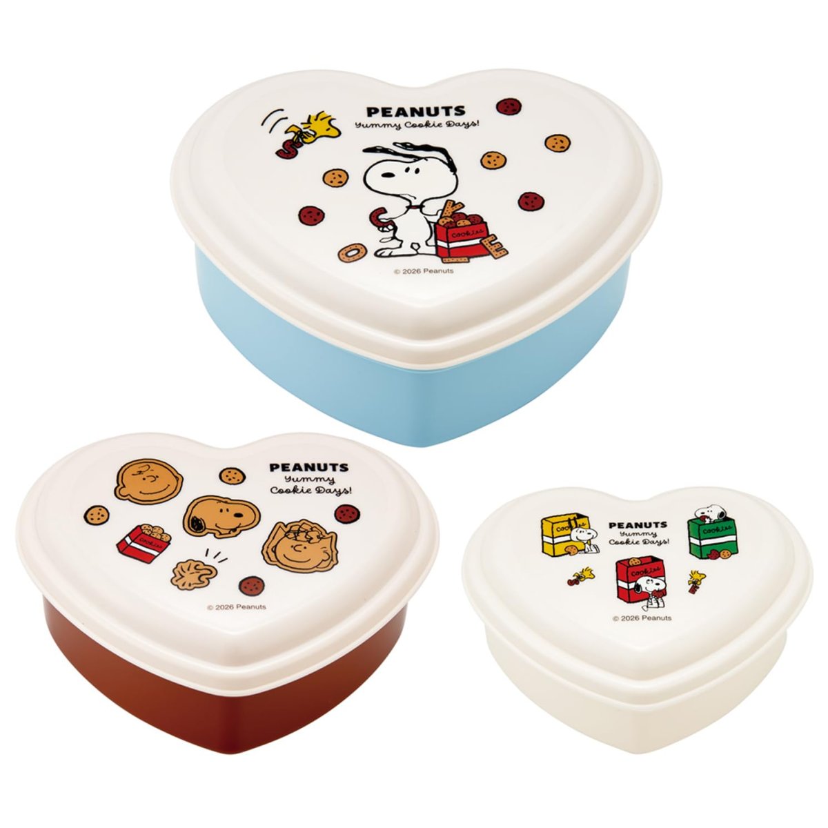 画像1: スケーター（Ｓｋａｔｅｒ） ハート シール容器 ふわっと盛れる ドーム型 ３個セット レンジ対応 日本製 スヌーピー クッキー ＳＨＴＳ３?Ａ (1)