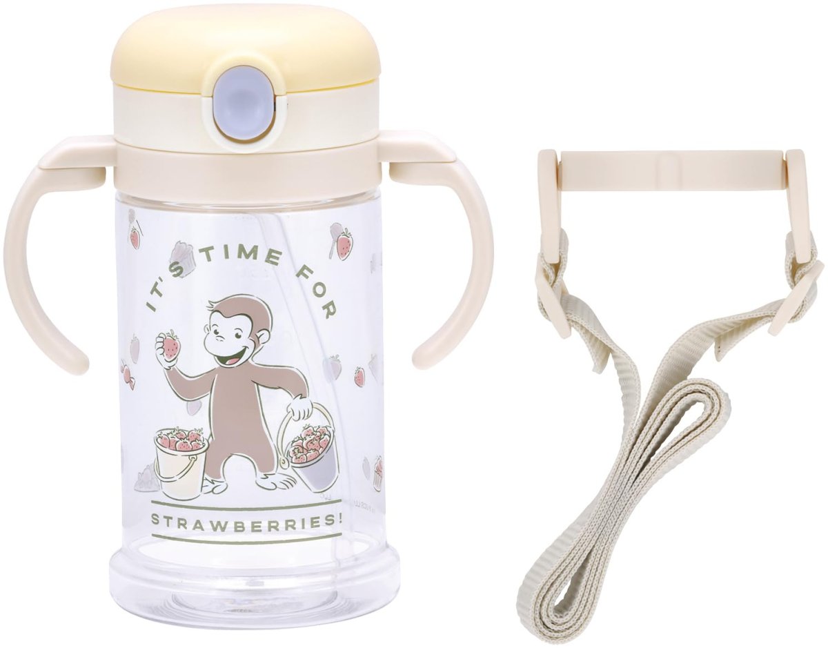 画像1: スケーター（ｓｋａｔｅｒ） ベビー用 ストローマグ 折りたたみハンドル＆ショルダー式 ２ＷＡＹタイプ ３７０ｍｌ 対象年齢１才頃から おさるのジョージ ナチュラルカラー ＫＳＨＷ２Ｎ?Ａ (1)