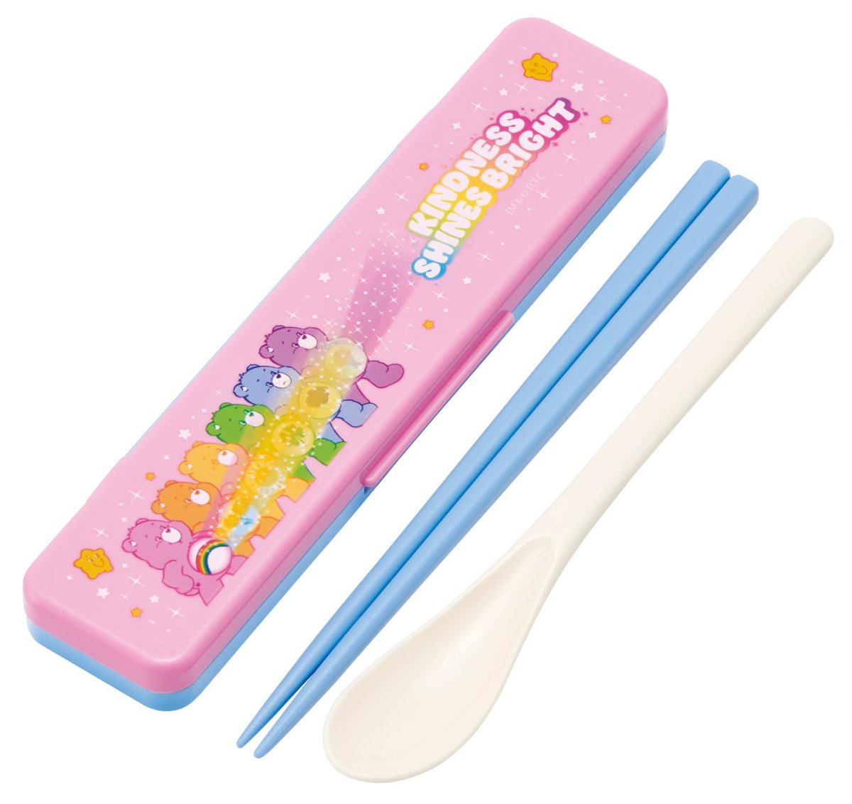 画像1: スケーター（Ｓｋａｔｅｒ） 箸 スプーン セット 弁当 大人用 コンビセット １８ｃｍ カチャカチャ鳴らない 日本製 ケアベア スパークル ＣＣＳ３ＳＡ?Ａ (1)