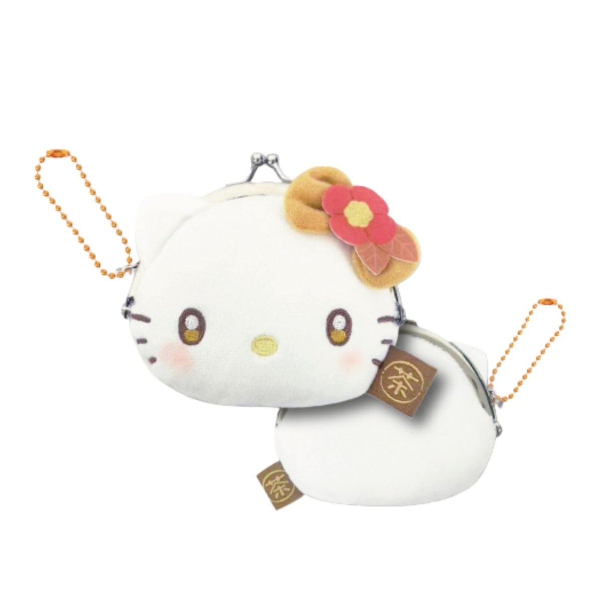 画像1: 畑山商事 ミニフェイスガマグチポーチ サンリオ キャラクター ほうじ茶ハローキティ 約Ｗ１００ｘＨ８０ｍｍ ３４２０３７１５ (1)