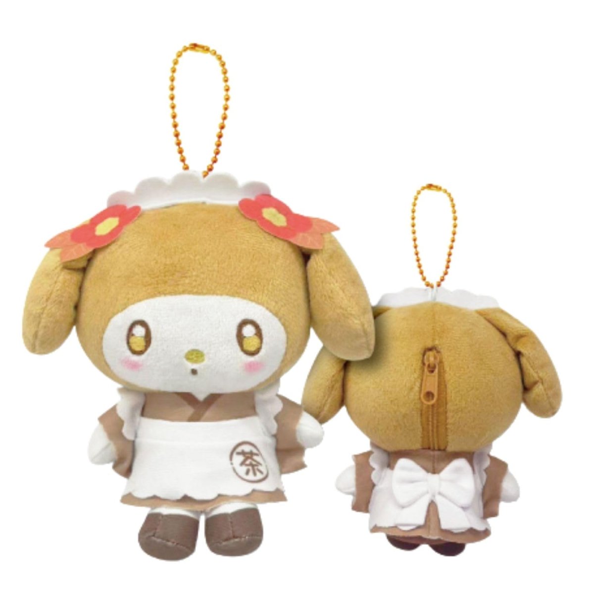画像1: 畑山商事 マスコットポーチ サンリオ キャラクター ほうじ茶マイメロディ 約Ｈ１３０ｍｍ（全長） ６３２０３７２８ (1)