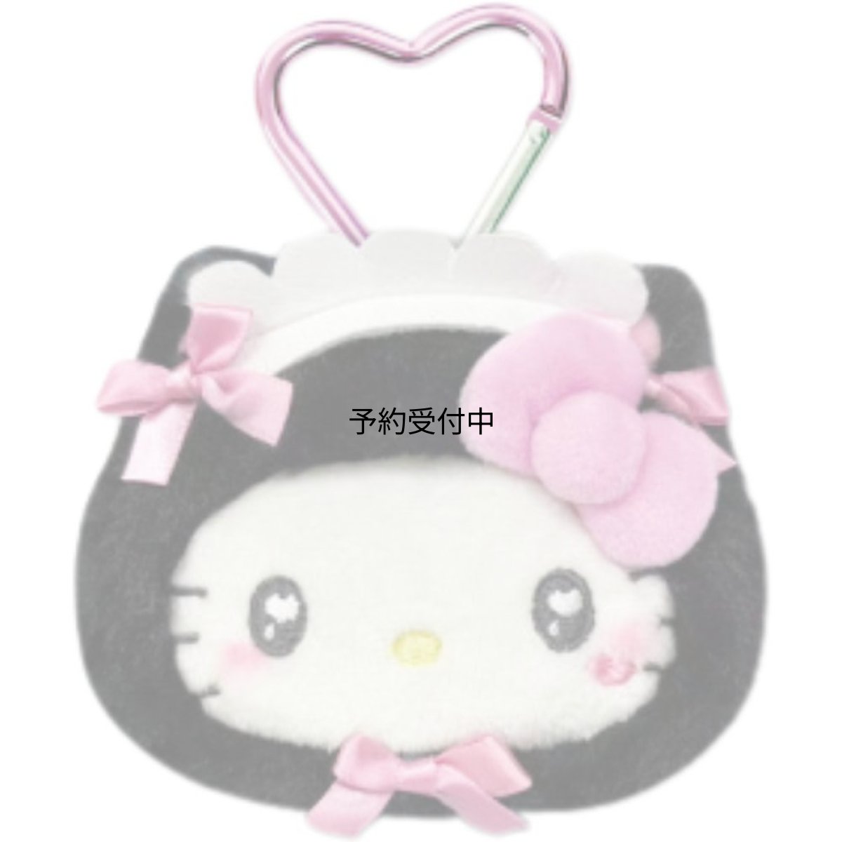 画像1: 畑山商事 サンリオ ミニフェイスポーチ ねこねこメイド ハローキティ ブラック ハートカラビナ付き フェイスポーチ 小物収納 バッグチャーム キャラクター雑貨 ギフト対応 ６３２０３７６２ (1)