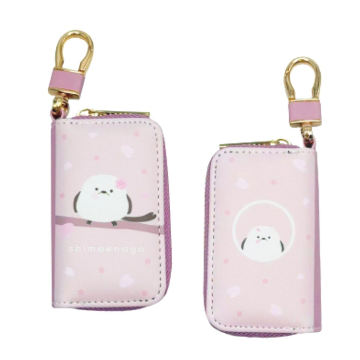 画像1: 畑山商事 スマートキーケース シマエナガ ピンク 約Ｈ９０ｘＷ５５ｘＤ２０ｍｍ ３４１０４１６１ (1)